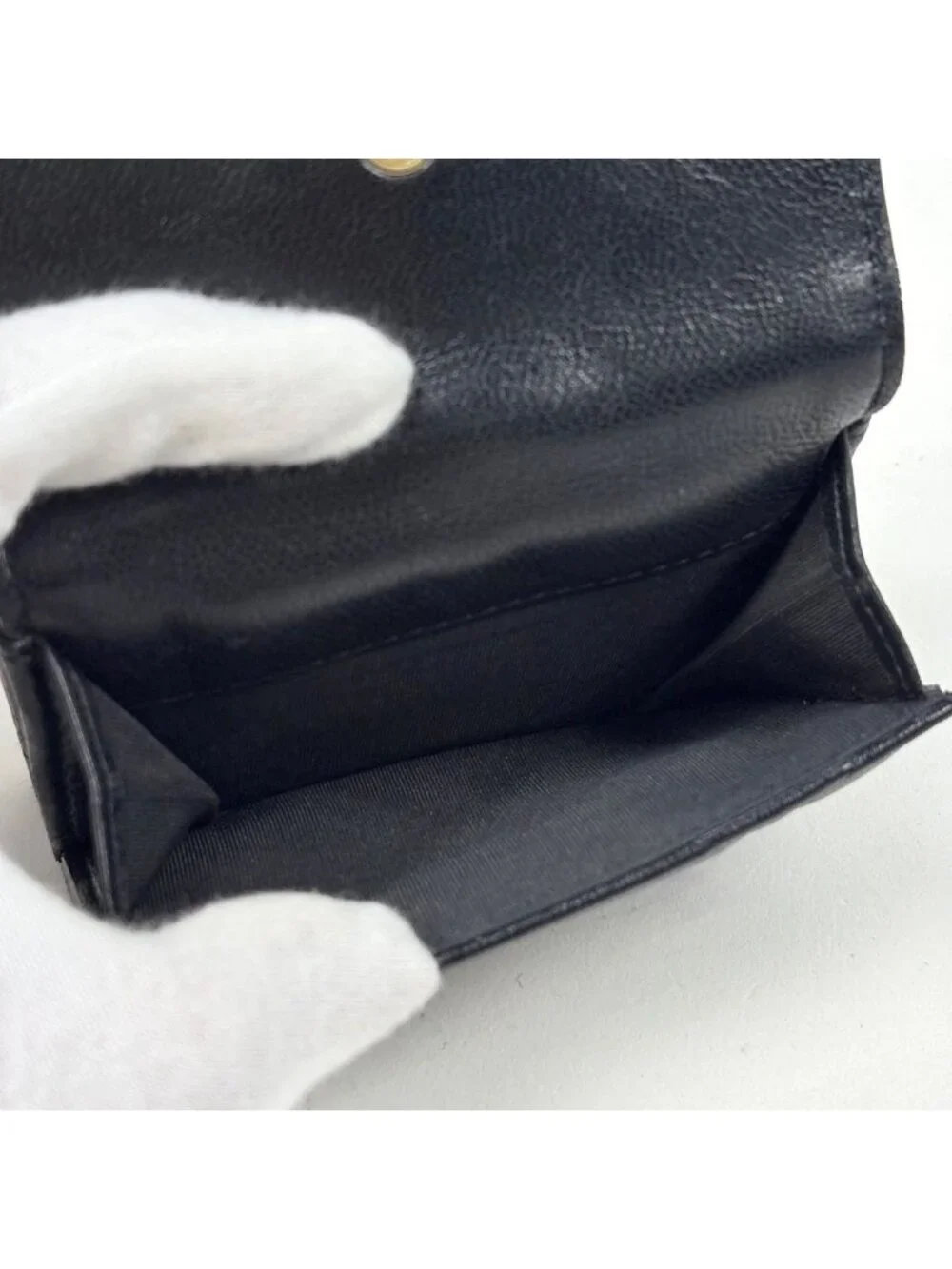 Chanel CC Logo Bifold Wallet 19 Small Flap Leather Black